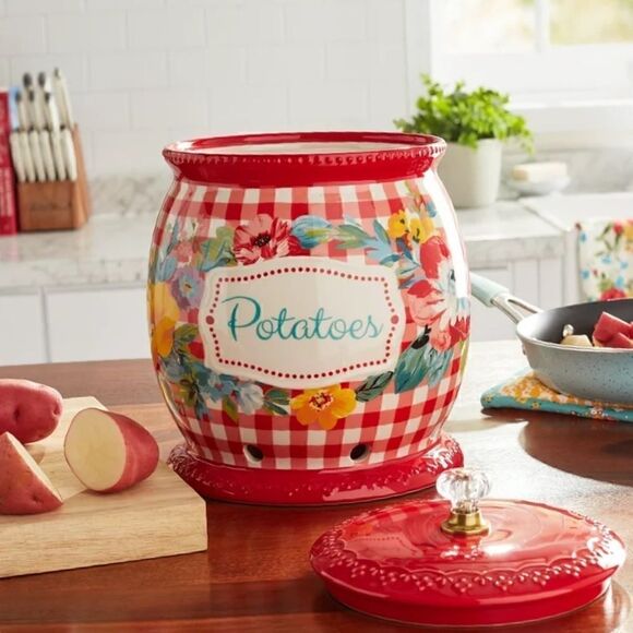 🦋 New Pioneer Woman Vegetable Keeper Canisters, Set of 3 - Picture 4 of 8